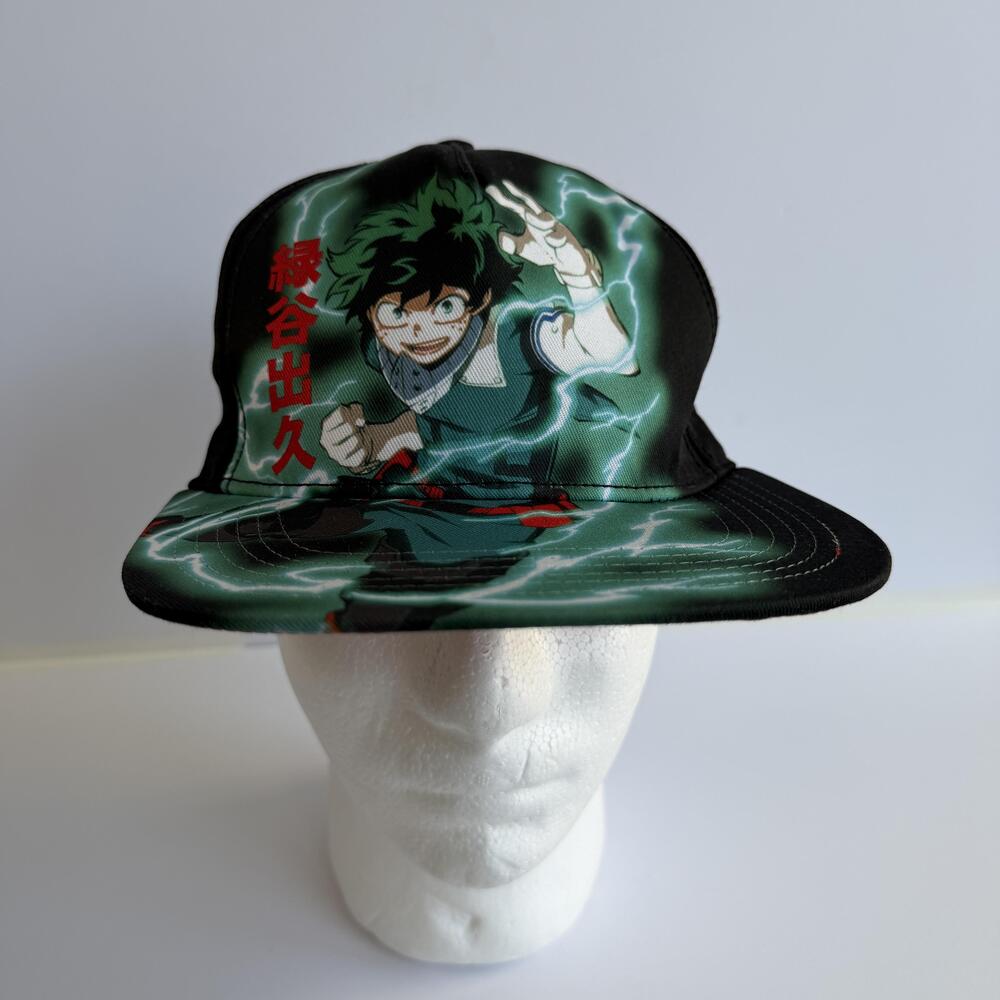My Hero Academia Izuku Deku Hat Cap Snap Back One Size Black Anime Youth